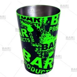 BarProducts.com Cocktail Shaker Tin - Printed Designer Series - 18oz Weighted - NEON GREEN Grungy BPC Logo 4 BarProducts.com Cocktail Shaker Tin - Printed Designer Series - 18oz Weighted - NEON GREEN Grungy BPC Logo