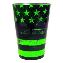 BarProducts.com Cocktail Shaker Tin - Printed Designer Series - 18oz Weighted - NEON GREEN U.S. Flag BAR TOOLS