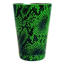 BarProducts.com Cocktail Shaker Tin - Printed Designer Series - 18oz Weighted - NEON GREEN Snake Skin