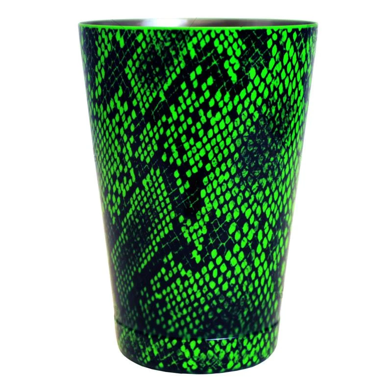 18oz-shaker-tin-neon-grn-snake-web-bpc-800.jpg BarProducts.com Cocktail Shaker Tin - Printed Designer Series - 18oz Weighted - NEON GREEN Snake Skin