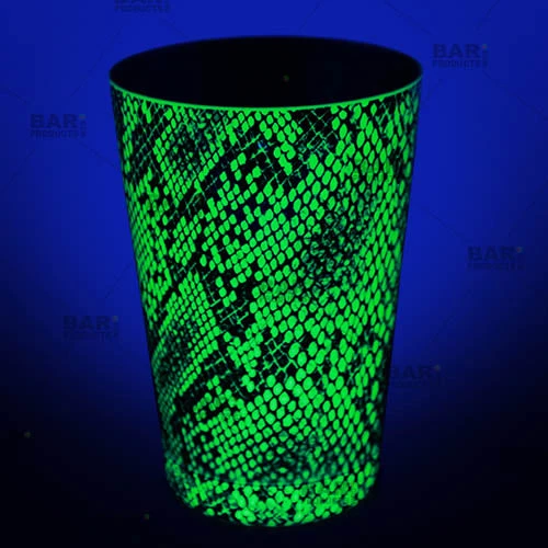 18oz-shaker-tin-neon-grn-snake-web2.jpg BarProducts.com Cocktail Shaker Tin - Printed Designer Series - 18oz Weighted - NEON GREEN Snake Skin