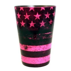 BarProducts.com Cocktail Shaker Tin - Printed Designer Series - 18oz Weighted - NEON PINK U.S. Flag BAR TOOLS