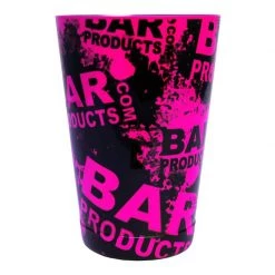 BarProducts.com Cocktail Shaker Tin - Printed Designer Series - 18oz Weighted - NEON PINK Grungy BPC Logo