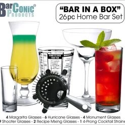 BarProducts.com BAR TOOLS BarConic® “Bar In A Box” – 26 Piece Home Bar Set
