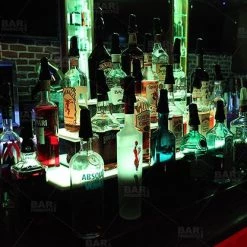 BarProducts.com BAR DECOR BarConic® LED Liquor Bottle Display Shelf - Outside Corner - 2 Steps - Black