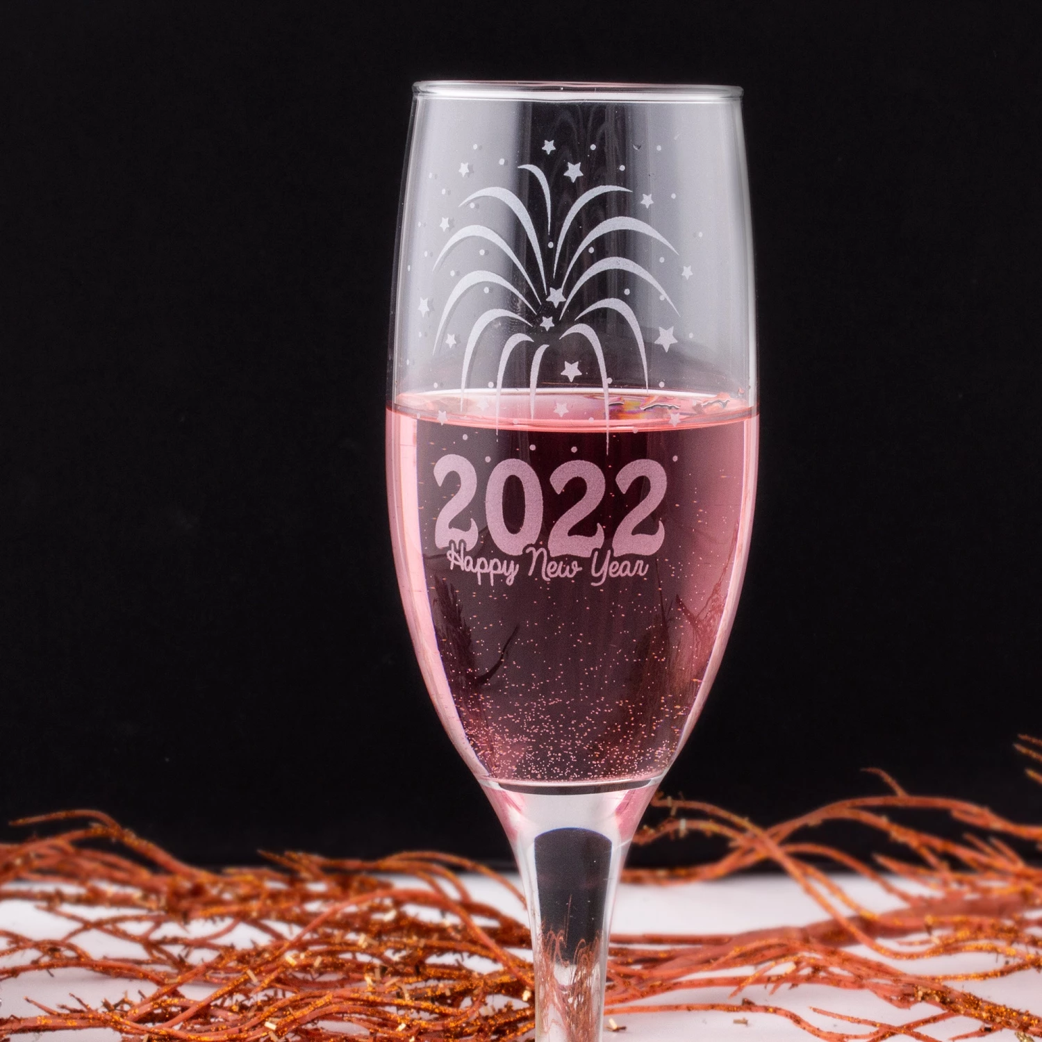 2022ChampagneGlass-HAPPYNEWYEAR-4.jpg BarProducts.com New Years Champagne Glass - 2022 - 7.5 Oz Flute