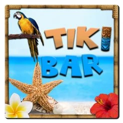 BarProducts.com 3.5in Square Foam Coaster - Tiki Beach Design