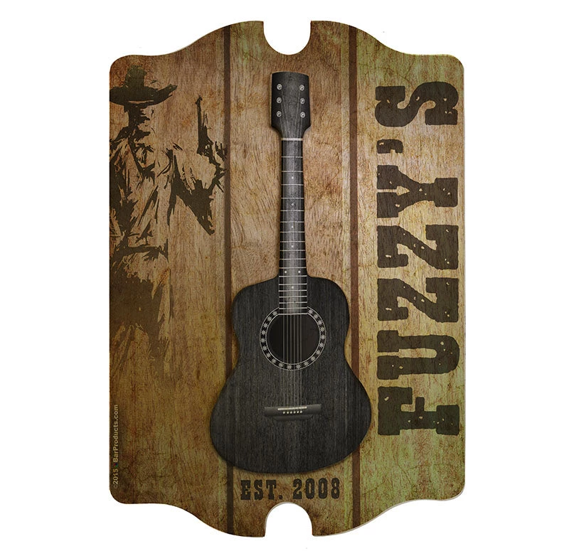 3d-wood-guitar-tavern-sign_country-front.jpg BarProducts Handcrafted 3D Wooden Guitar Tavern Sign - Country Theme