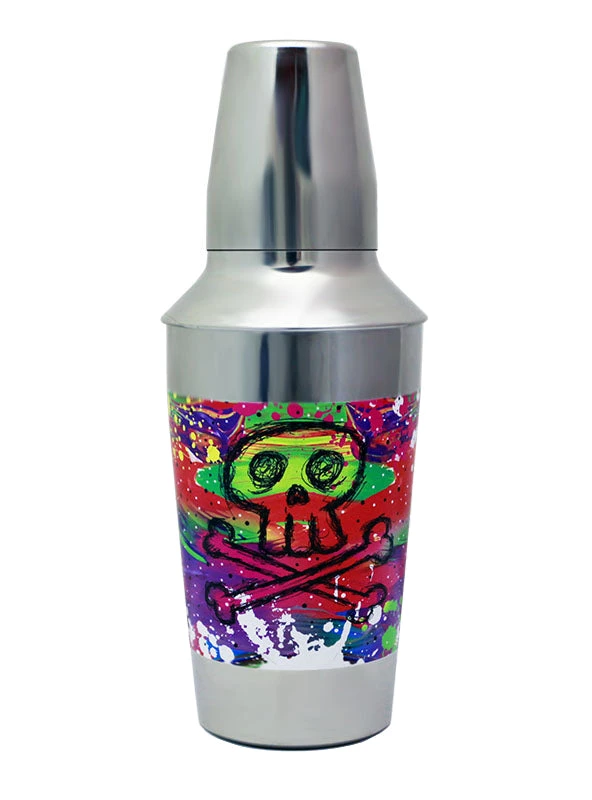 3p-shaker-colorful-skull-bpc-800.jpg BarProducts.com Designer 16oz. Cocktail Shaker - 3 Piece - Painted Skull