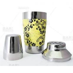 BarProducts.com Cocktail Shakers Designer 16oz. Cocktail Shaker - 3 Piece - Yellow Floral