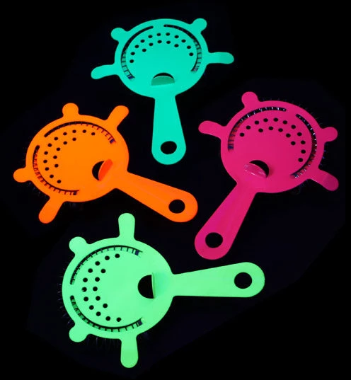 4-prong-neon-strainer-under-blacklight.jpg BarProducts.com BAR TOOLS Cocktail Strainer - 4 Prong NEON - Color Options