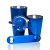 BarProducts.com Bar Sets & Package Specials Bartending Set With Speed Opener And 18 Ounce Shaker Tin – 4 Piece Candy Coated Blue