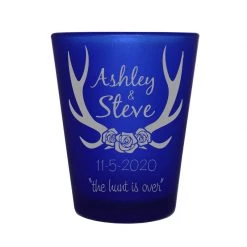 BarProducts.com CUSTOMIZABLE - 1.5oz Blue Frosted Shot Glass - Antlers