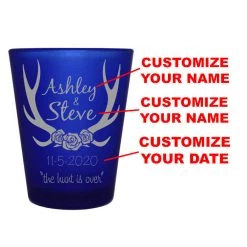 BarProducts.com CUSTOMIZABLE - 1.5oz Blue Frosted Shot Glass - Antlers
