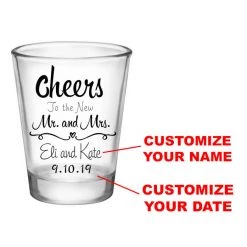 BarProducts.com CUSTOMIZABLE - 1.75oz Clear Wedding Shot Glass - Cheers BAR SUPPLIES