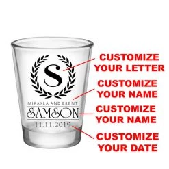 BarProducts.com BAR SUPPLIES CUSTOMIZABLE - 1.75oz Clear Wedding Shot Glass - Crest