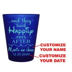 BarProducts.com CUSTOMIZABLE - 1.5oz Blue Frosted Shot Glass - Happily Ever After BAR SUPPLIES