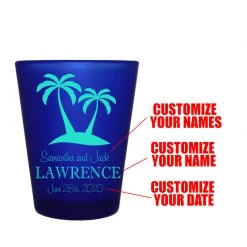 BarProducts.com BAR SUPPLIES CUSTOMIZABLE - 1.5oz Blue Frosted Shot Glass - Palms