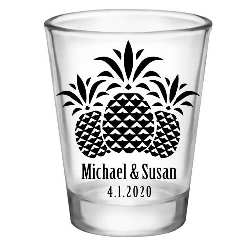 5114-pineapple_web.jpg BarProducts.com BAR SUPPLIES CUSTOMIZABLE - 1.75oz Clear Wedding Shot Glass - Pineapples