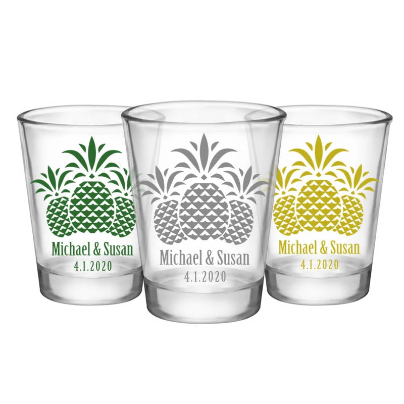 5114-pineapple_web_trio.jpg BarProducts.com BAR SUPPLIES CUSTOMIZABLE - 1.75oz Clear Wedding Shot Glass - Pineapples