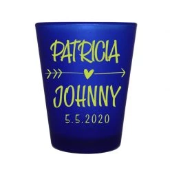 BarProducts.com CUSTOMIZABLE - 1.5oz Blue Frosted Shot Glass - Arrow Heart
