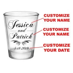 BarProducts.com CUSTOMIZABLE - 1.75oz Clear Wedding Shot Glass - Simplistic BAR SUPPLIES