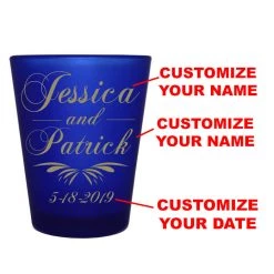 BarProducts.com CUSTOMIZABLE - 1.5oz Blue Frosted Shot Glass - Simplistic BAR SUPPLIES