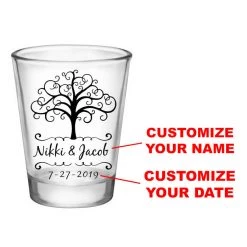 BarProducts.com CUSTOMIZABLE - 1.75oz Clear Wedding Shot Glass - Tree Of Life