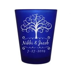 BarProducts.com CUSTOMIZABLE - 1.5oz Blue Frosted Shot Glass - Tree Of Life BAR SUPPLIES