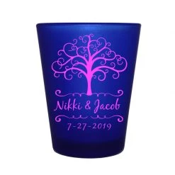 BarProducts.com CUSTOMIZABLE - 1.5oz Blue Frosted Shot Glass - Tree Of Life BAR SUPPLIES