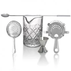 BarProducts.com 5 Piece Professional Diamond Pattern Stirred Cocktail Set Master Mixology