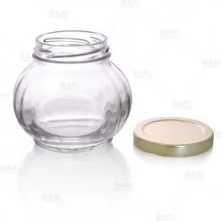 BarProducts.com Craft Bottles And Jars Faceted Round Glass Jar W/ Lid - 8 Oz