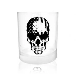 BarProducts.com BarConic® Glassware - Skull American Flag Old Fashioned Whiskey Glass - 10oz SPECIAL COLLECTIONS