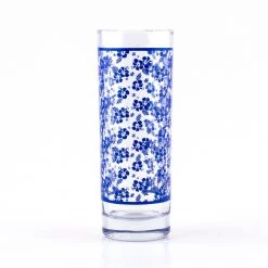 BarProducts.com BarConic® Collins Glass - Blue Hibiscus Pattern - 9.5 Ounce SPECIAL COLLECTIONS