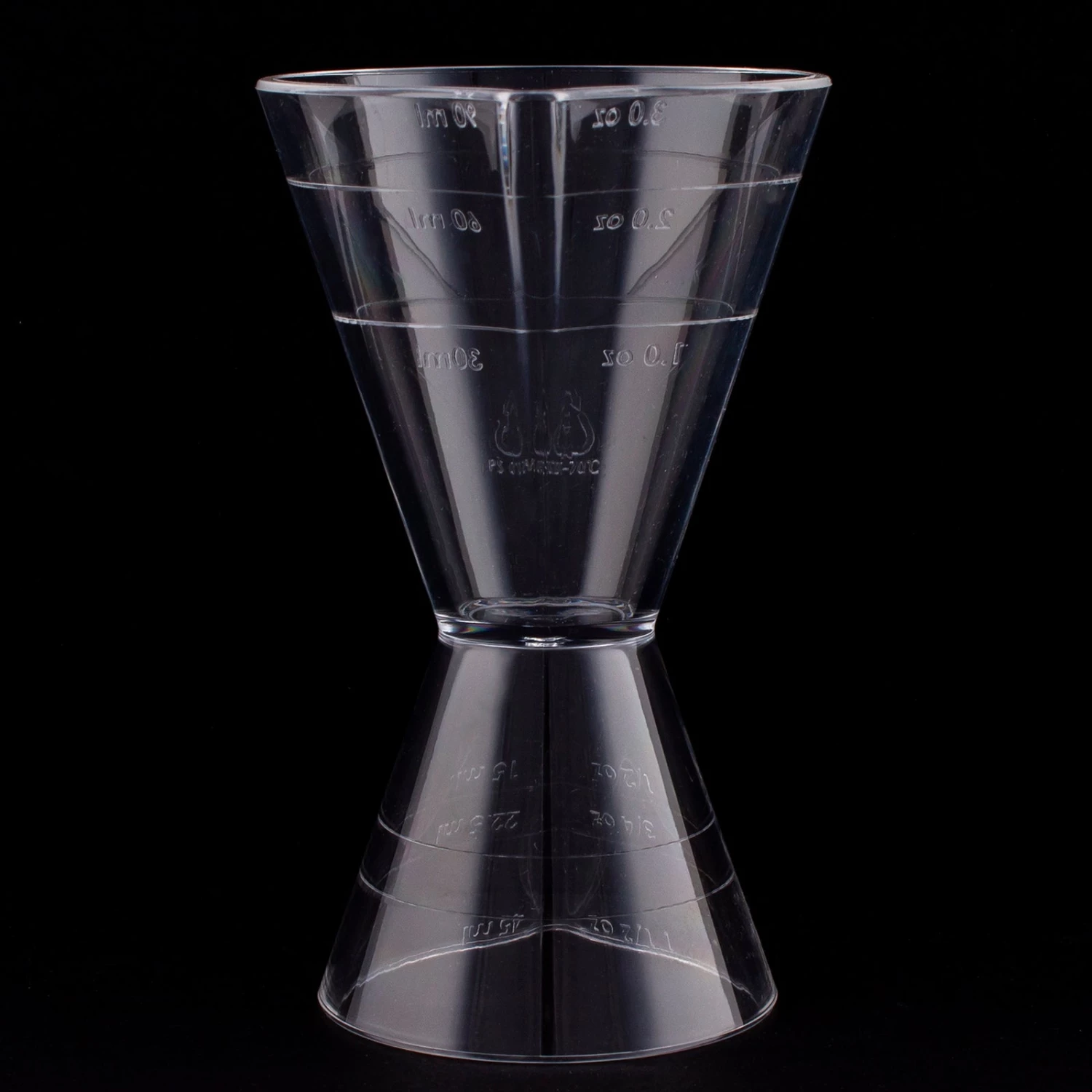 Barconic-measure-line-jigger-black-background.jpg BarProducts.com SPECIAL COLLECTIONS BarConic® Plastic Jigger With Measuring Lines And Pour Spout