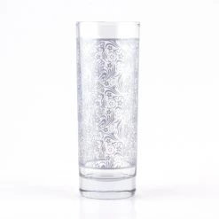 BarProducts.com BarConic® Collins Glass - Silver Floral Pattern - 9.5 Ounce