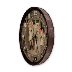 BarProducts.com Custom Wood Barrel Top Clock - Family - ADD YOUR OWN PHOTO BAR DECOR