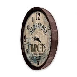 BarProducts Handcrafted Woodshop Made In The USA Custom Wood Barrel Top Clock - Vintage Imports