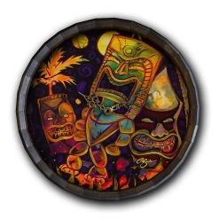 BarProducts Handcrafted Woodshop Made In The USA Tiki Fire Night Wood Barrel Top Sign/Clock