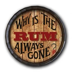 BarProducts Handcrafted Why Is The Rum Always Gone Barrel Top Tavern Sign Woodshop Made In The USA