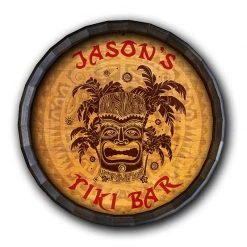 BarProducts Handcrafted Tiki Bar Barrel Top Tavern Sign Woodshop Made In The USA