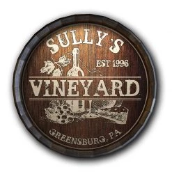 BarProducts Handcrafted Custom Wood Barrel Top Sign – Vineyard