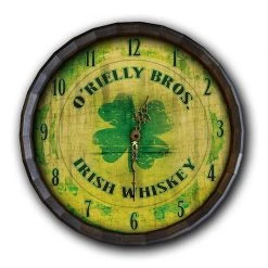 BarProducts Handcrafted Custom Wood Barrel Top Clock – Irish Whiskey Woodshop Made In The USA