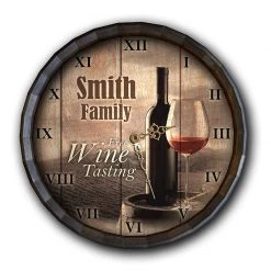 BarProducts Handcrafted Woodshop Made In The USA Custom Wood Barrel Top Clock – Free Wine Tasting