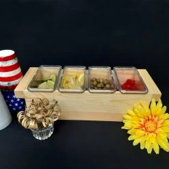 BarProducts.com BarConic® Natural Wood Condiment Holder - Size Options