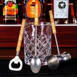 BarProducts.com SPECIAL COLLECTIONS Catalina Cane Wrapped Bar Tools - 3 Piece Set