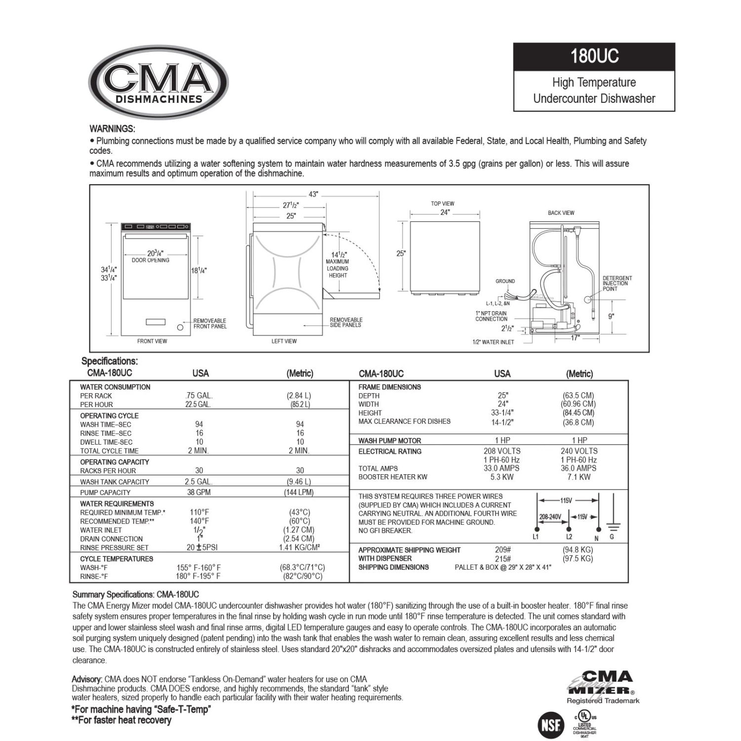 DW-180UC-1.jpg BarProducts.com SPECIAL COLLECTIONS CMA High Temp Under Counter Growler & Bottle Washer