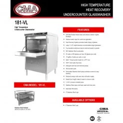 BarProducts.com CMA High Temp Under Counter Glasswasher With Heat Recovery System