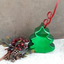 BarProducts.com BAR SUPPLIES Christmas Tree Cup With Lid And Straw - 24 Oz.