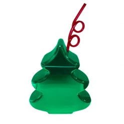 BarProducts.com BAR SUPPLIES Christmas Tree Cup With Lid And Straw - 24 Oz.
